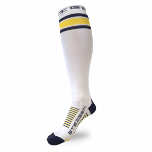 White – Yellow Stripe Running Socks Full Length
